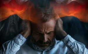 Person surrounded by different anxious thoughts, representing the many types of anxiety disorders
